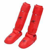 Karate Shin Guard Lightweight and Instep Protector Flexible For Xl raudona