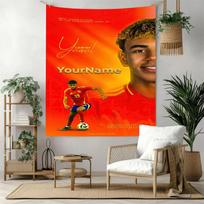 Lamine Yamal Custom Your Name Wall Decor Tapestry Art For Pet Memorial Birthdaywedding Party Backdrop Family Gift 130cmx150cm