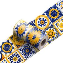 European Style Ceramic Wall Stickers Self-Adhesive Peel & Stick Peel and Stick Tile Waterproof Easy Install Tile Decals blue
