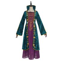 Suaugusiųjų Winifred Sanderson Seserų Kostiumai Suknelė Moterims Hocus Pocus Kostiumas Ragana Cosplay Helovino Kostiumai Žalias Ilgomis Rankovėmis S black