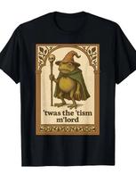 Vintage Wizard Frog T-Shirt 'twas the 'tism m'lord Funny Meme Graphic Tee M beige