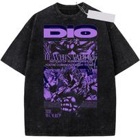 Dio Brando Print T-shirt JoJo's Bizarre Adventure Anime Clothing Men Women Cotton Tshirts Vintage Washed Tee Harajuku T Shirt 3XL purple