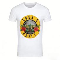 Guns N 'Roses Cross Skull 3D Men's and Women's Pattern T-shirt Retro Street Round Neck Short Sleeve American Men's Wear 4XL yellow