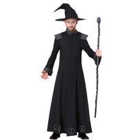 Halloween Men's Black Classic Wizard Wizard Prophet Costume Demon Party COS Stage Costume L black