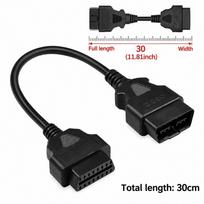 Male To Female OBD2 Extension Cable OBD2 Diagnostic Connector  for ELM327 Scanner 30cm black