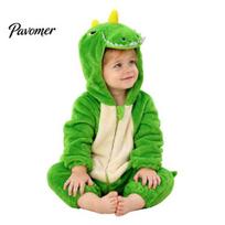 Comfortable One-piece for Newborns Baby Animal Onesie Costume Boys Girls, Soft Flannel Fleece Jumpsuit with Hood Funny Dinosaur Playsuit Parties 110 Dinosaur green