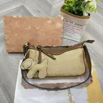 Classic Monogram Shoulder Bag Women Spacious Waterdrop Shape PU Handbag Casual Daily Use Multiple Colors Khaki Brown brown