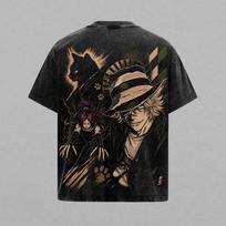 Urahara Kisuke BLEACH T-shirt Men Women Clothing Manga Vintage Washed T Shirt Summer Harajuku Oversized 100% Cotton Tees Clothes L black