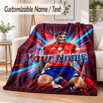 Custom Text Flannel Blanket Lamine Yamal Print Warm Cozy Blanket Home Sofa Bedding 130cmx150cm