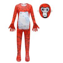 4754 Kids Boys Girls Gorilla Tag Printed Jumpsuit Mask Sets Party Christmas Halloween Cosplay Costume 120cm raudona
