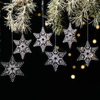 Snowflake Pendant Ornament – Transparent Hanging Decoration for Christmas Tree, Window, Home and Winter Holiday one size gray