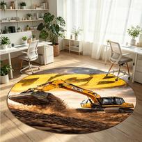 JCB spausdintas apvalus kristalinis veliūrinis kilimas, minkštas neslystantis grindų kilimėlis miegamajam, šventinė dovana 100cmx100cm