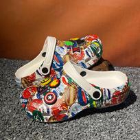Cool Cartoon Graffiti Clogs – Unisex Couple Beach Sandals, Soft Sole Breathable Hollow Shoes 7-M black