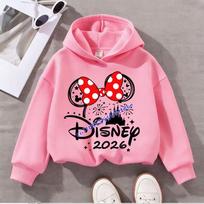 Animacinis lankas Pelės ausys Pilies spaudinys Vaikams Hoodies Mergaitėms Laisvalaikio ilgomis rankovėmis Megztinis su gobtuvu Viršutinė dalis 160 pink