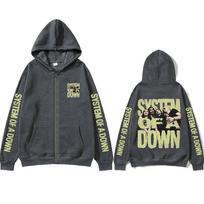 System of A Down Face Graphic Zipper Hoodie Men Women Gothic Rock Oversized Zip Up Jacket Men's 90s Alternative Metal Streetwear XL black