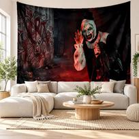 Terrifier Art the Clown Wall Tapestry Home Decor Hanging Cloth Art Background Tapestry for Bedroom 100cmx150cm brown