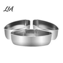 Stainless Steel Steamer Insert 3PCS Divided Steam Trays, Fan-Shaped Compartment Kitchen Steaming Accessories for Vegetables Food Steamers, Heat 3pcs A gray