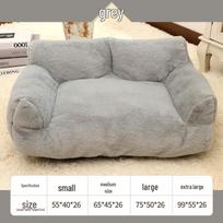 Didelė papildoma minkšta sofa keturiems sezonams, triušio kailio lovelė katėms ir šunims Small 55x40x26cm up to 8kg šviesiai pilka spalva