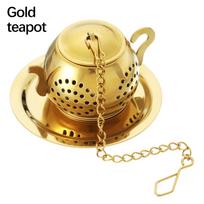 Filter Heart Steeper Teapot Tea Infuser Stainless Steel Tea Strainer gold-teapot