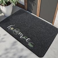 NewestEmbroidery Sweet  Floor Mat Home Doormat Green Floral Black PVC Coil Front Entry Floor Mat 40X60CM gray