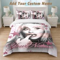 Bedding Set 1 Duvet Cover 2 Pillowcases Sabrina Carpenter Print Soft Bed Linen Bedroom Decor 135cmx200cm white