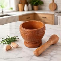 Wood Grain White Spice Grinder Bowl Lightweight Design Manual Pestle Set  Garlic Crushing brown