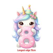15cm/25cm Digital birthday party unicorn Iron On Heat Transfer Stickers DTF Iron On Patches For Children's adult Clothes Decal