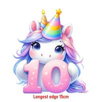 15cm/25cm Digital birthday party unicorn Iron On Heat Transfer Stickers DTF Iron On Patches For Children's adult Clothes Decal