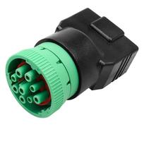 9pin J1939 to 16pin OBD2 Adapter For Heavy Duty Trucks With Fast Speed Data Transfer And Plastic Construction 1 blue
