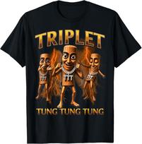 Triple T Tung Tung Tung Sahur Memes for Men T-Shirt XXXXL brown