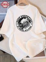 Argentine Dogo Badge Printed Tshirt For Men And Women Retro Pet Dog Round Neck Short Sleeve Casual Top L