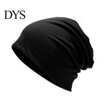 Beanie Hat Double-layers Thin Stretchy Slouchy Baggy Keep Warm Solid Skull Color Spring Autumn Women Men Couple Cap for Outdoor Male black