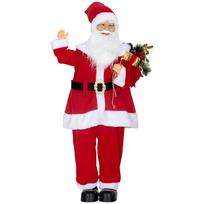 Santa Claus figurine, standing Santa Claus, voice-activated, twinkling LED lights, bendable arms, 120 cm, red