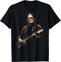 Frankenstein Playing Guitar Funny Halloween Frankenstein Unisex T-Shirt M black