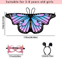 Pixie Cloak Fairy Shawl Colorful Kids Costume Butterfly Butterfly Wings Cape  Party Style 10 pink