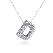 Silver Color Letter Pendant Necklace Rhinestones Women Choker Silver Zircon Necklace  Party Jewelry Style 4 white