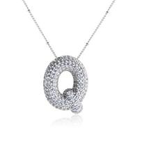 Silver Color Letter Pendant Necklace Rhinestones Women Choker Silver Zircon Necklace  Party Jewelry Style 17