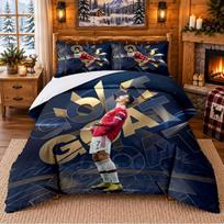 Printed 3Pcs Bedding Set Cristiano Ronaldo Pattern Bed Sheet Pillowcase For Bedroom Decor 140cmx210cm