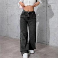 Y2k Jeans For Woman Wide Leg Baggy Low Rise Black Vintage Denim  Pants Retro Streetwear Fashion Comfort Fit Daily Wear L gray