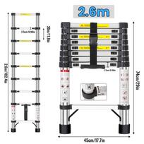Telescopic Ladder 4.4/3.8/3.2/2.6m Extension Ladder Reinforced Stainless Steel Ladder Foldable 150kg Load Capacity Safety Ladder