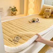 Autumn Winter Cartoon Embroidery Mattress Toppers Thicken Warm Plush Mattress Pad Skin-friendly Cozy Anti-static Quilted Bed Pad 90x200cm only 1 pcs chaki