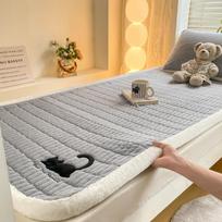 Autumn Winter Cartoon Embroidery Mattress Toppers Thicken Warm Plush Mattress Pad Skin-friendly Cozy Anti-static Quilted Bed Pad 90x200cm 3 pcs set pilka