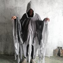 Halloween death cape cos skull clothes haunted house medieval retro cape horror robe zombie dress up One size fits all black