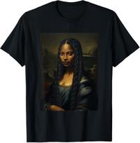 Black Mona Lisa Black History Month Woman Afro Queen T-Shirt 2XL black