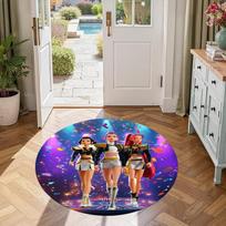 K-pop Round Floor Mat Design for Foyer Game Room Hallway Study room Antislip Round Carpet Anime Office Decor Gift for Festivals 60cm