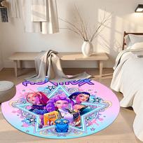 K-pop Round Floor Mat Design for Foyer Game Room Hallway Study room Antislip Round Carpet Anime Office Decor Gift for Festivals 80cm