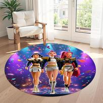 K-pop Round Floor Mat Design for Foyer Game Room Hallway Study room Antislip Round Carpet Anime Office Decor Gift for Festivals 100cm