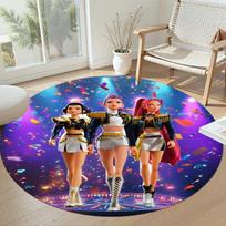 K-pop Round Floor Mat Design for Foyer Game Room Hallway Study room Antislip Round Carpet Anime Office Decor Gift for Festivals 120cm