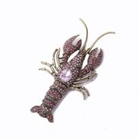 Retro Animal Lobster Brooch Pin With Alloy Metal For Fashionable Casual Wear rožinė