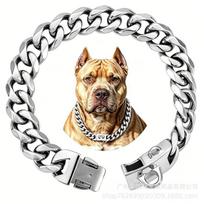 Stainless Steel Dog Collar 19mm Wide Anti-Bite Neck Ring Large Medium Small Dogs Gold Black Rose Adjustable 60cm